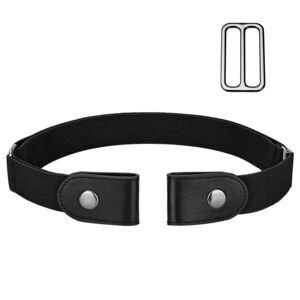 Buckle Free Black Stretch Belt, Plus Size Women No Buckle Belt, Black, 5487